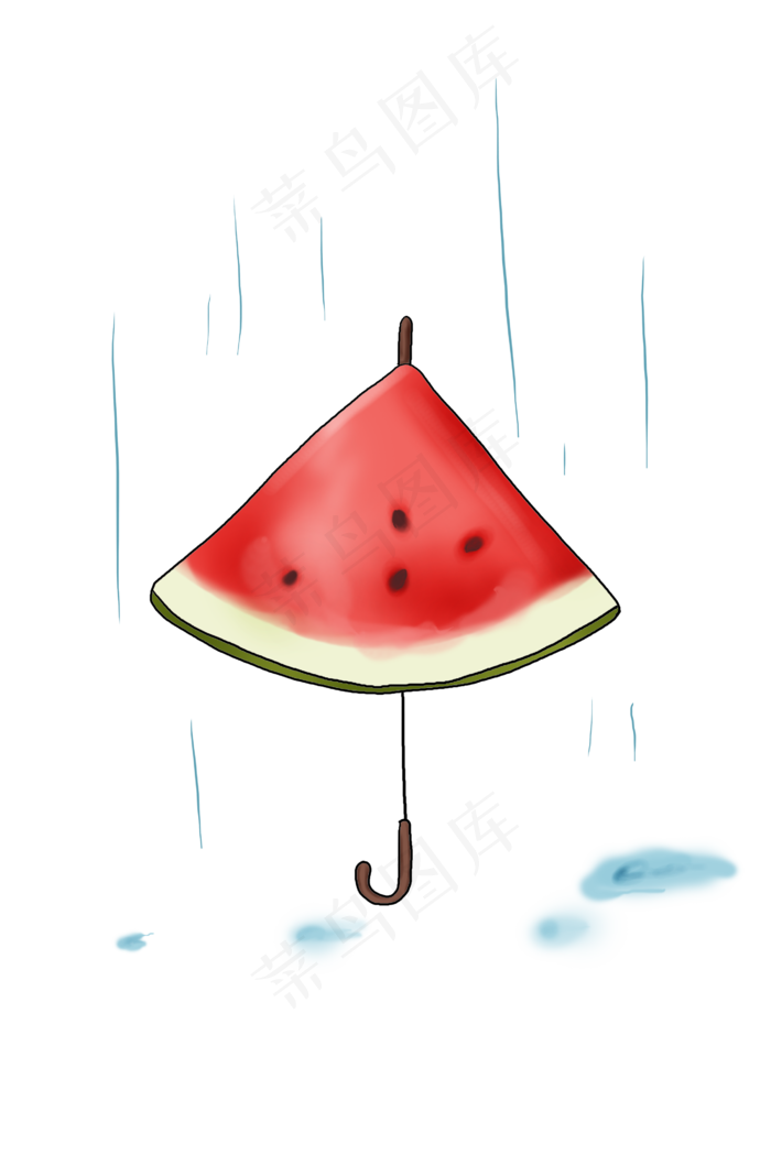 夏季水果手绘西瓜雨伞(2700X4045(DPI:300))psd模版下载