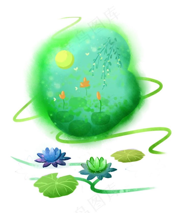 立秋荷塘荷叶(2500X3000(DPI:300))psd模版下载