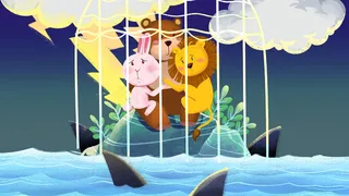 蓝色系卡通手绘风保护动物配图