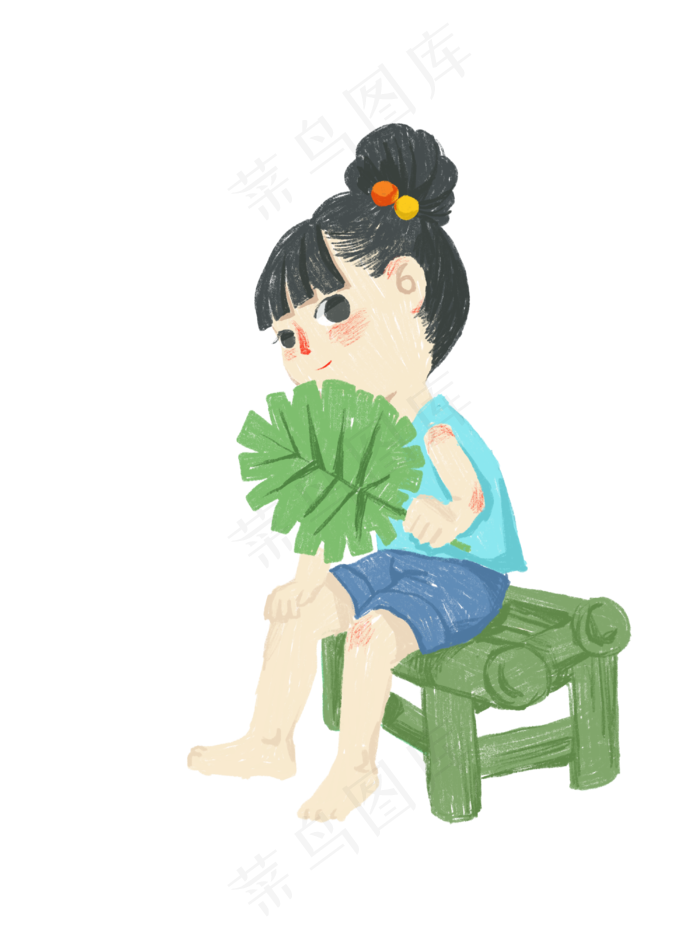 乘凉的小女孩(3000X4000(DPI:350))psd模版下载