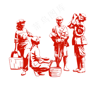 在喝水休息的战士剪影