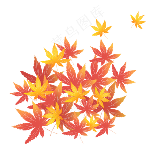 枫叶树叶落叶秋天红叶子一堆枫叶,免抠元素