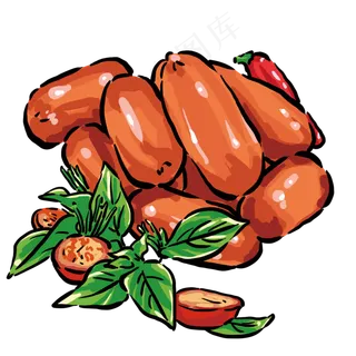 烤香肠与小西红柿