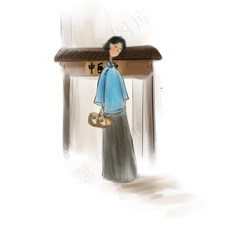 买药的民国女学生,免抠元素