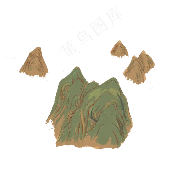 水墨山石国画山水PNG(4000X4000(DPI:300))psd模版下载