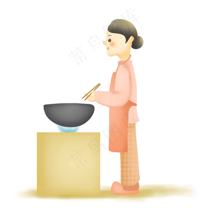 做饭料理的母亲形象(3000X3000(DPI:300))psd模版下载