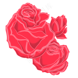 手绘几朵红色玫瑰