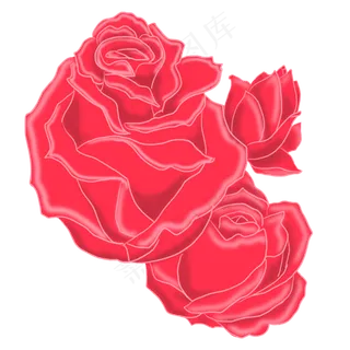 手绘几朵红色玫瑰