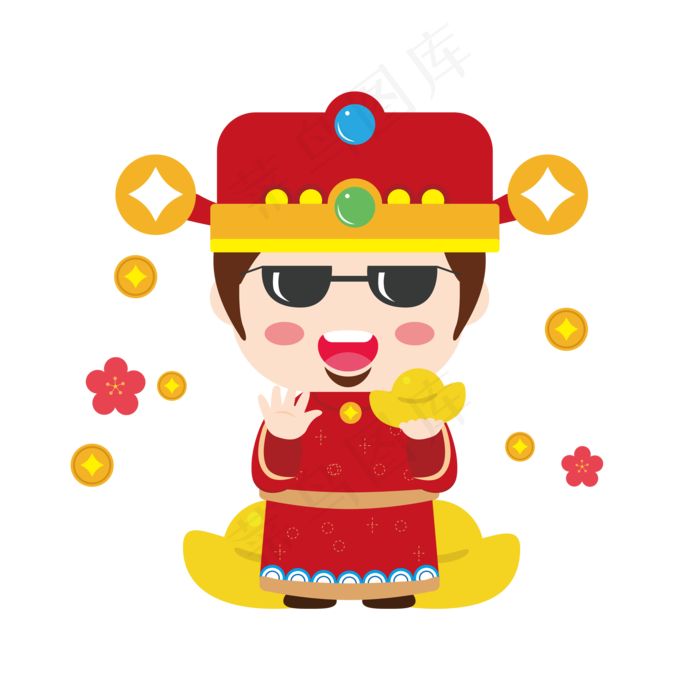 可爱中国娃娃财神春节新年,免抠元素(3500X3500(DPI:300))psd模版下载