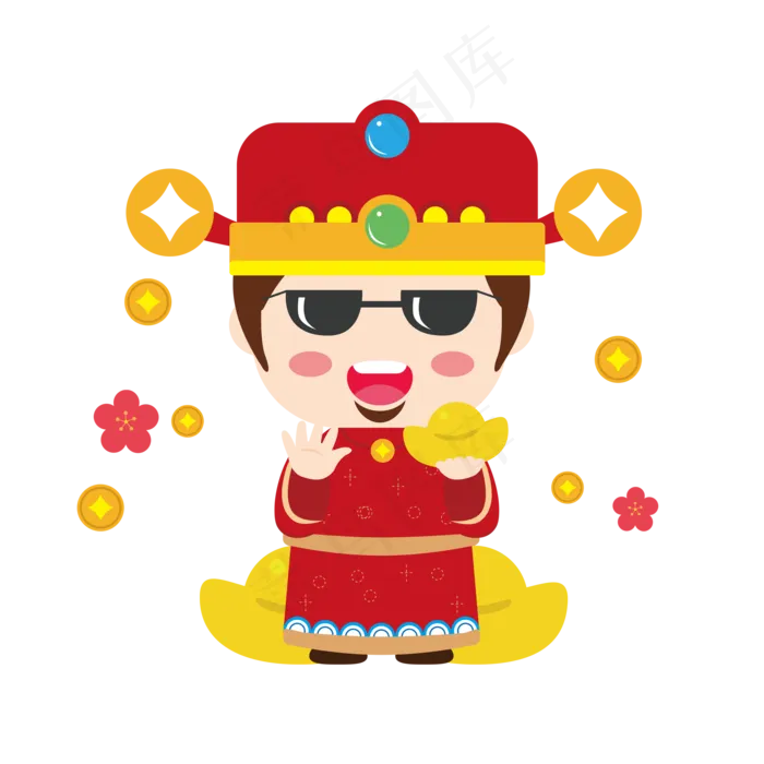 可爱中国娃娃财神春节新年,免抠元素(3500X3500(DPI:300))psd模版下载