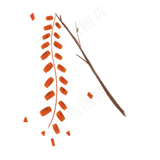 用树枝支起燃放的鞭炮,免抠元素