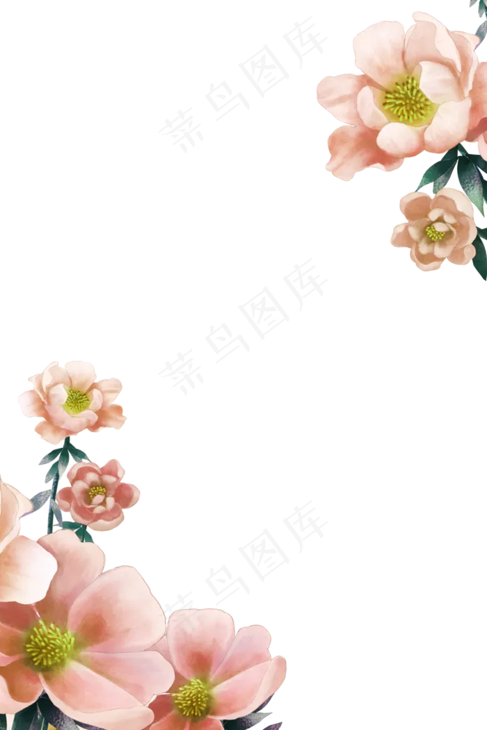 古风芍药唯美花卉装饰边框,免抠元素(3545X5315(DPI:300))psd模版下载