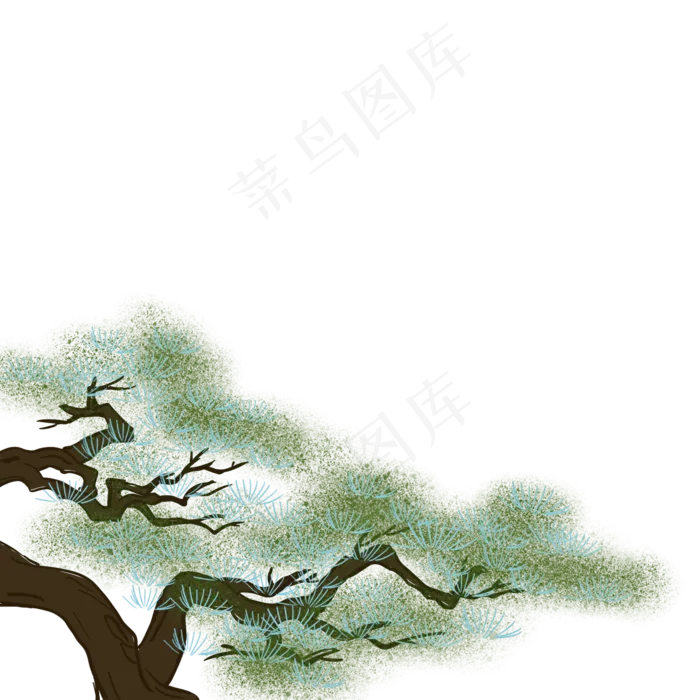 中国风国潮松树,免抠元素(2000*2000px 300 dpi )