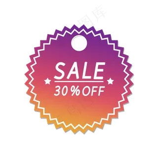 圆形爆炸渐变色电商促销吊牌,免抠元素