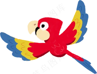 卡通动漫手绘动物鹦鹉,免抠元素