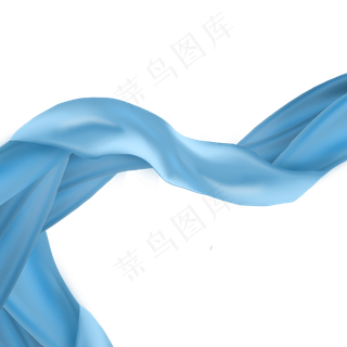 蓝色丝带飘纱,免抠元素