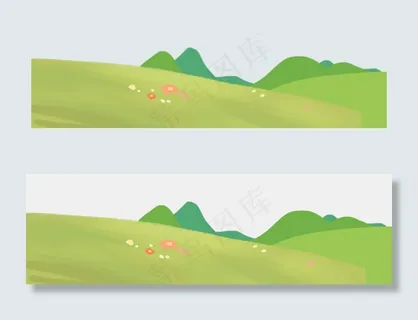 手绘卡通草地风景免扣元素