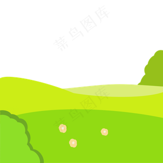 绿色卡通植物风景矢量图,免抠元素