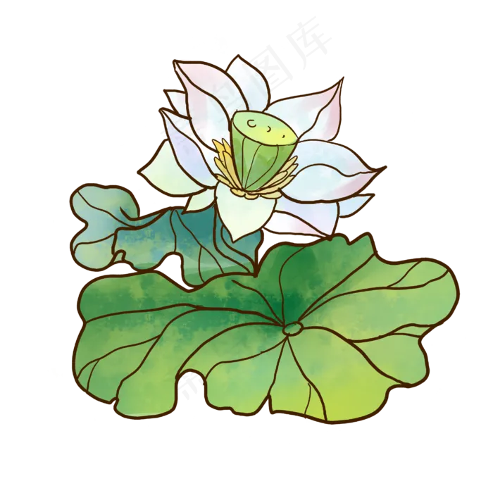 水墨手绘荷花(3000X3000(DPI:299))psd模版下载