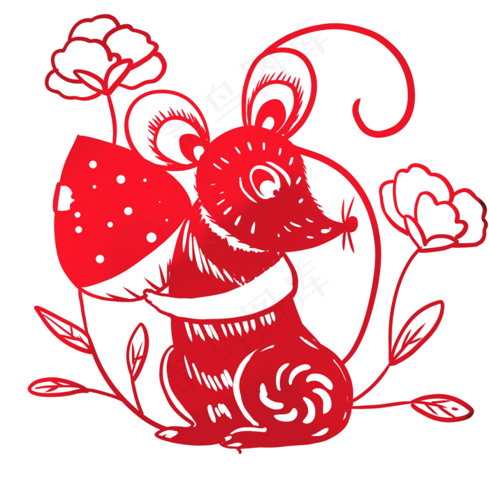 动物鼠年剪纸,免抠元素