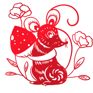 动物鼠年剪纸,免抠元素