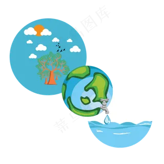 卡通保护水资源矢量图片