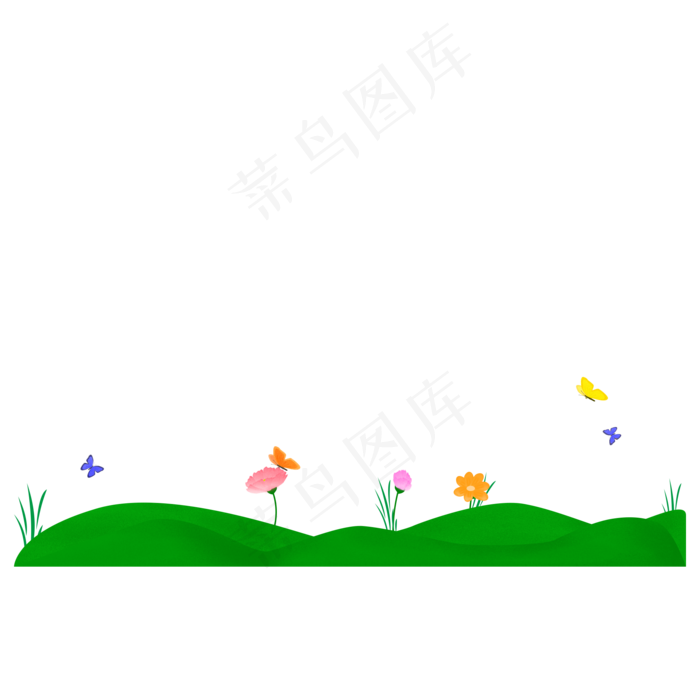 春天花草树木蝴蝶,免抠元素(2000X2000(DPI:300))psd模版下载