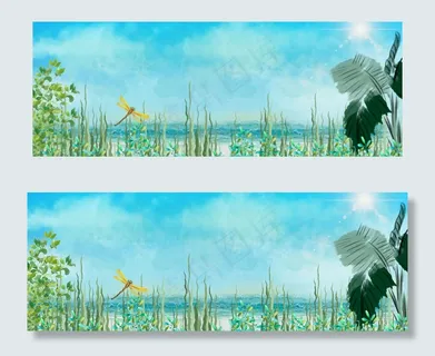 小清新夏日海滩背景