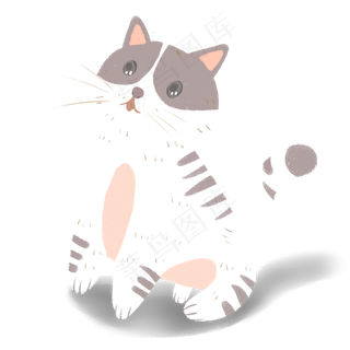 手绘卡通可爱小猫咪,免抠元素