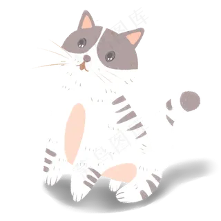 手绘卡通可爱小猫咪,免抠元素