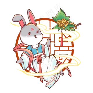 拟人美女灰兔玉兔