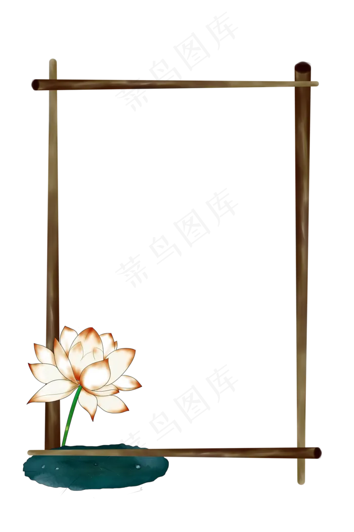 荷花荷叶手绘装饰边框(2000X3000(DPI:96))psd模版下载