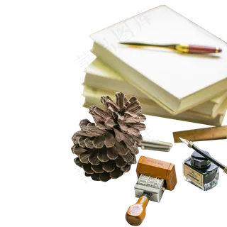 复古书笔本子文具