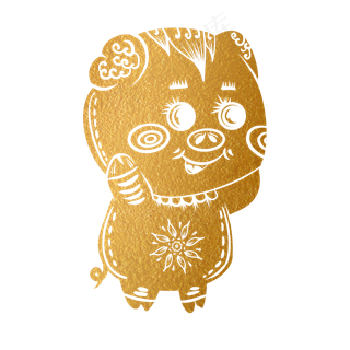 2019新年手绘卡通剪纸猪,免抠元素