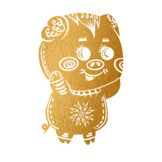 2019新年手绘卡通剪纸猪,免抠元素