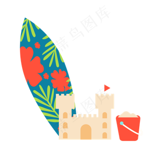 夏天暑假夏至海滩装饰免扣素材