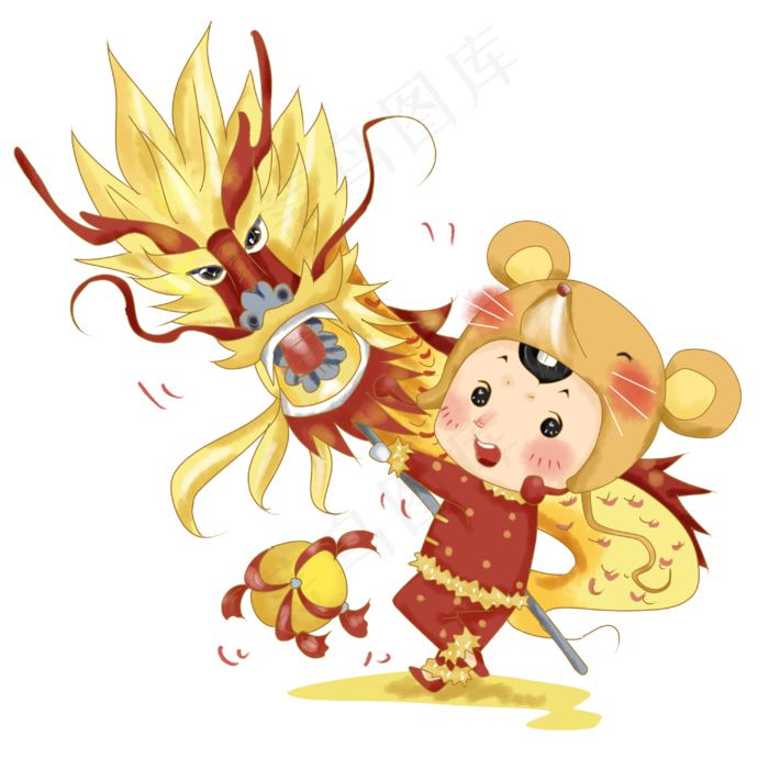 鼠年舞龙祝贺PNG,免抠元素(3000X3000(DPI:300))psd模版下载