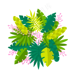 卡通夏至夏天叶子免扣素材