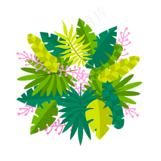 卡通夏至夏天叶子免扣素材