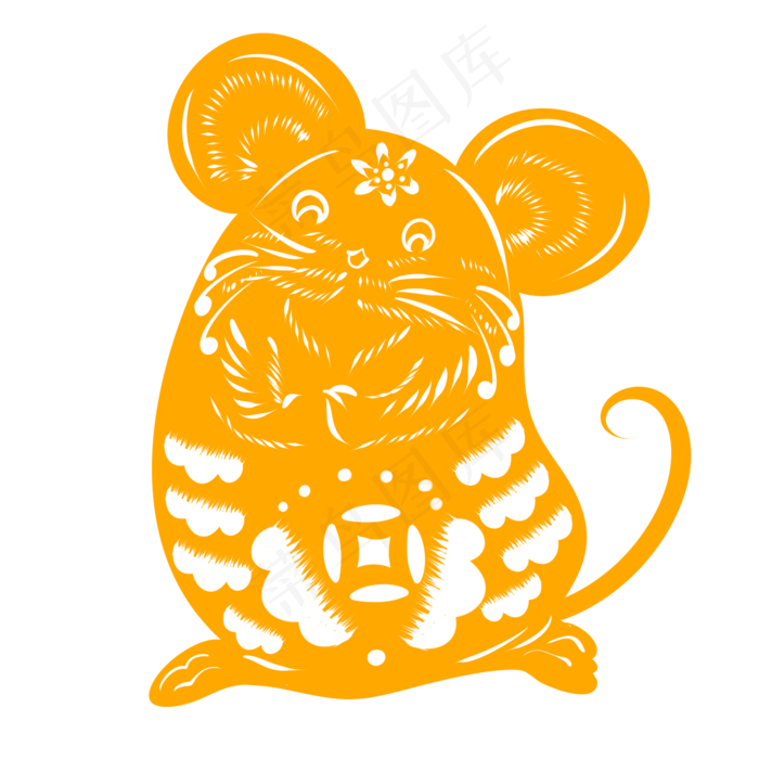 民俗艺术鼠剪纸,免抠元素(2150X2150(DPI:299))psd模版下载