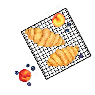 ins美食牛角面包水果,免抠元素