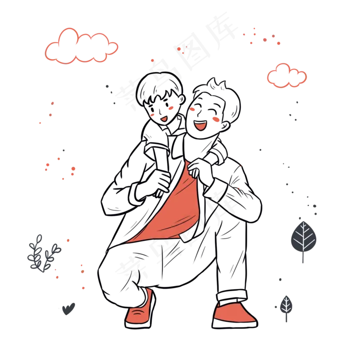 父亲节父子简笔画(2000X2000(DPI:300))psd模版下载