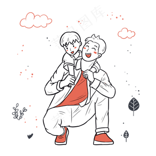 父亲节父子简笔画