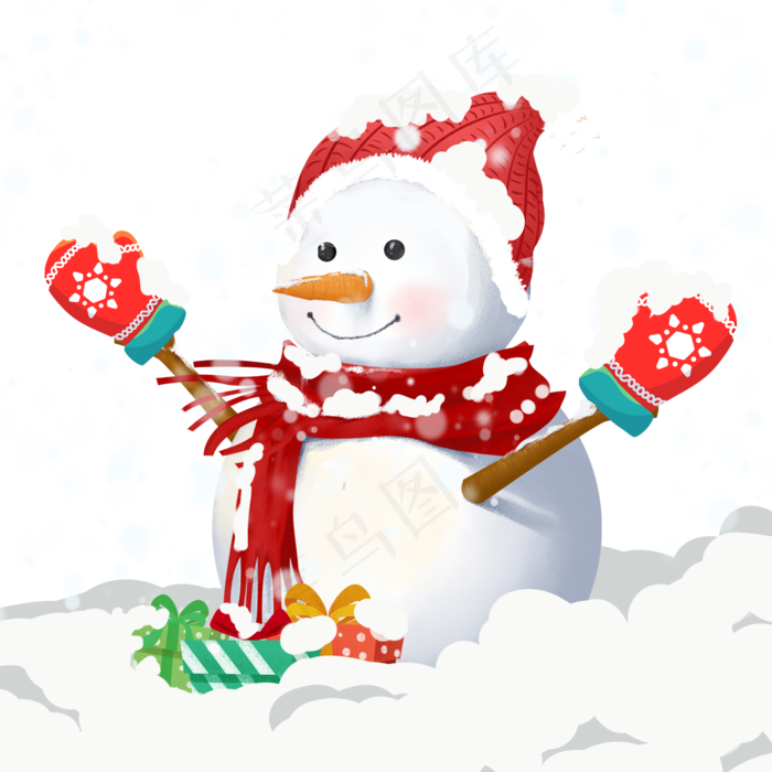 圣诞雪人节日雪花,免抠元素