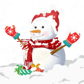 圣诞雪人节日雪花,免抠元素