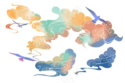 七彩祥云,免抠元素