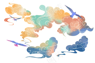 七彩祥云,免抠元素