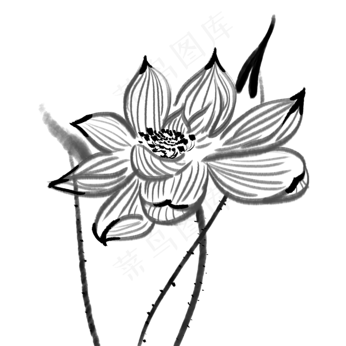 画画水墨荷花(2000X2000(DPI:300))psd模版下载