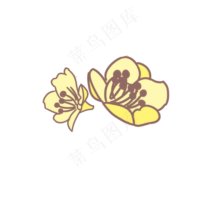 黄色的桃花手绘装饰图案(2000X2000(DPI:300))psd模版下载