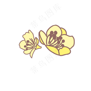 黄色的桃花手绘装饰图案